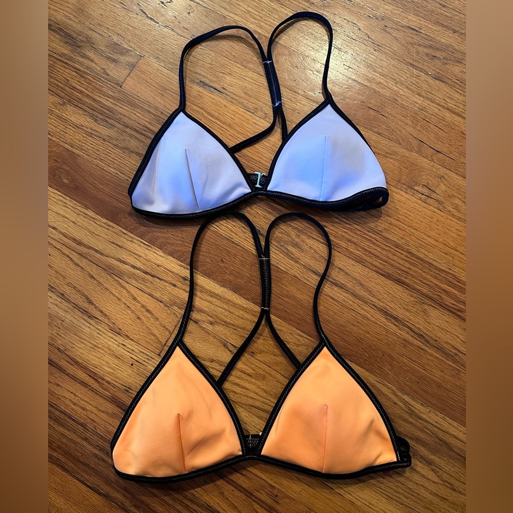 TWO victoria’s Secret Neoprene Triangl bikini tops